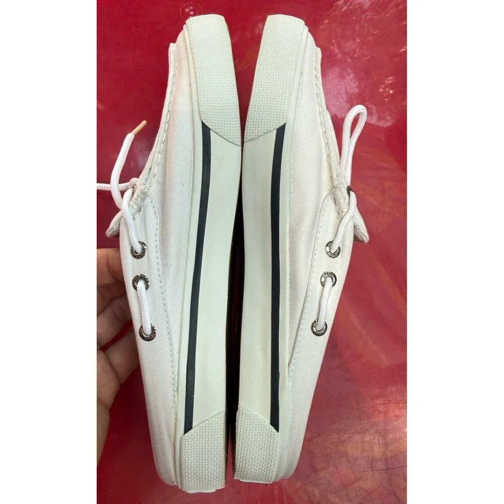 NEW Women Sperry Top-Sider Bahama Clog White Boat Shoes Slides Canvas size 9 M